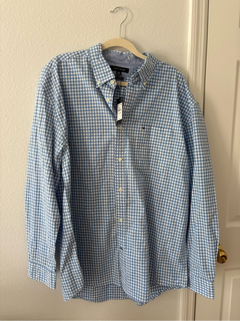 Tommy Hilfiger Light Blue & White Gingham Button-Down Shirt